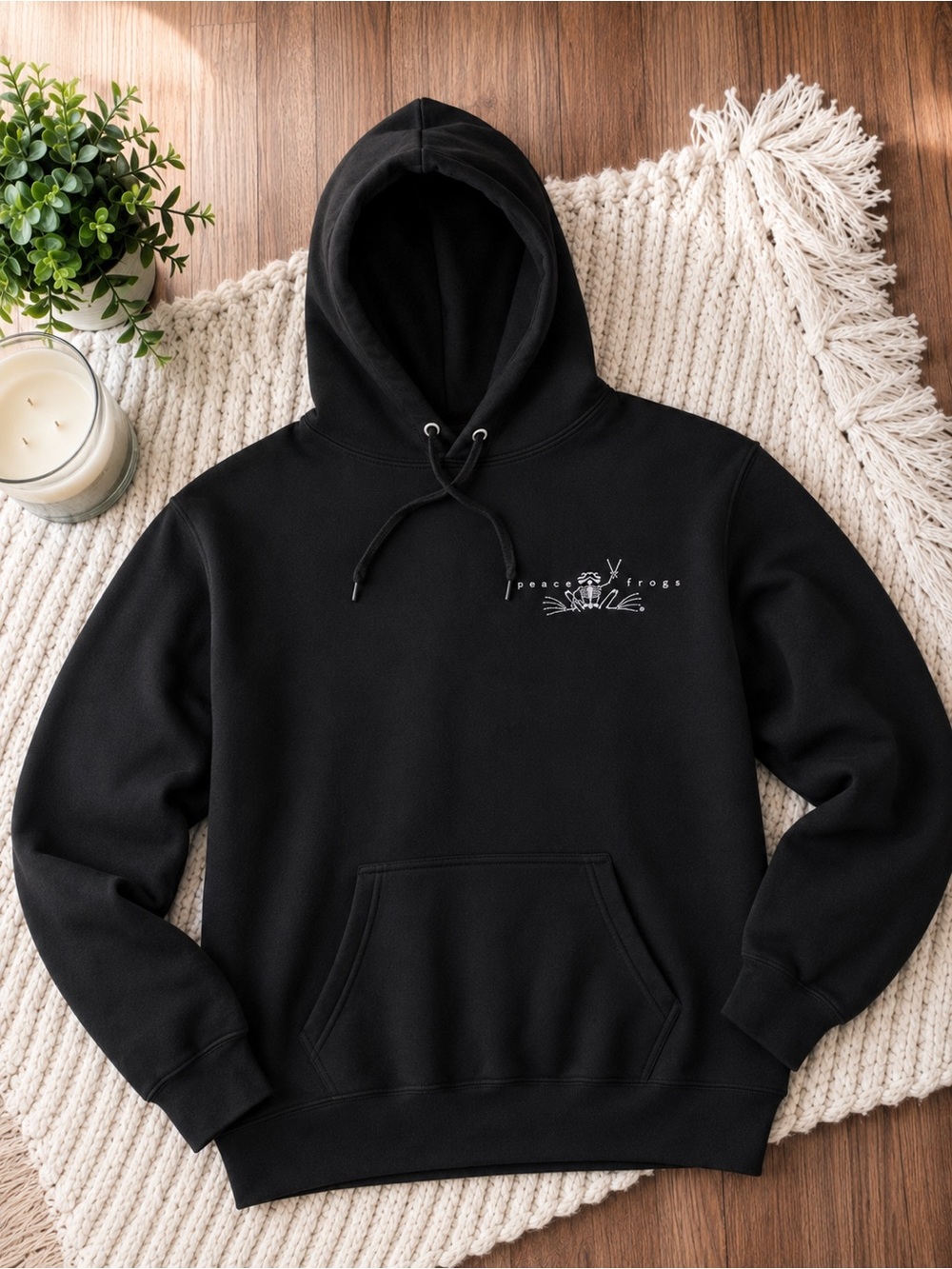 Peace Frog Black Graphic Hoodie – Size Small